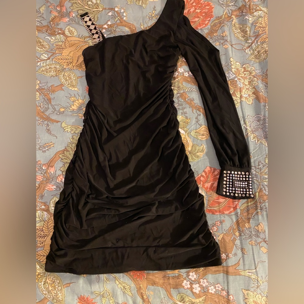 Black One Shoulder Bodycon Prom Dress